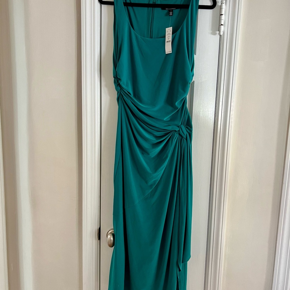 White House Black Market Teal Gathered Midi Dress